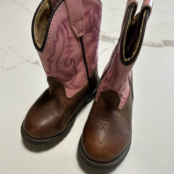 Kids Cowboy Western Boots New With Brown and Pink Size 5 - Picture 2 of 5